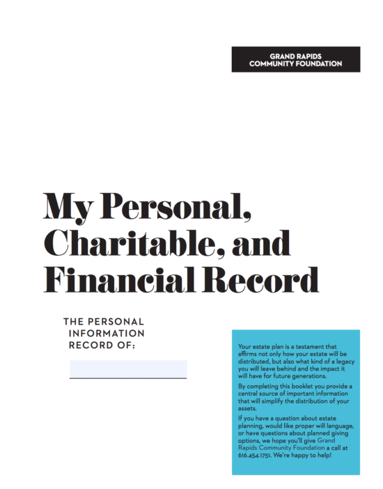 My Personal, Charitable and Financial Record